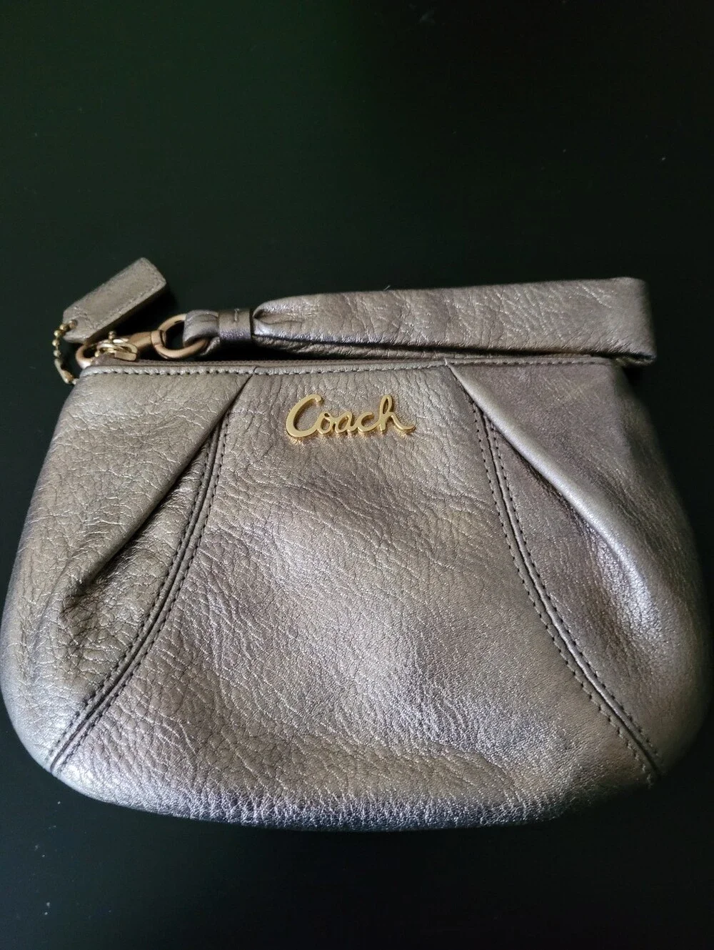 Coach Metallic Gold Leather Wristlet Clutch